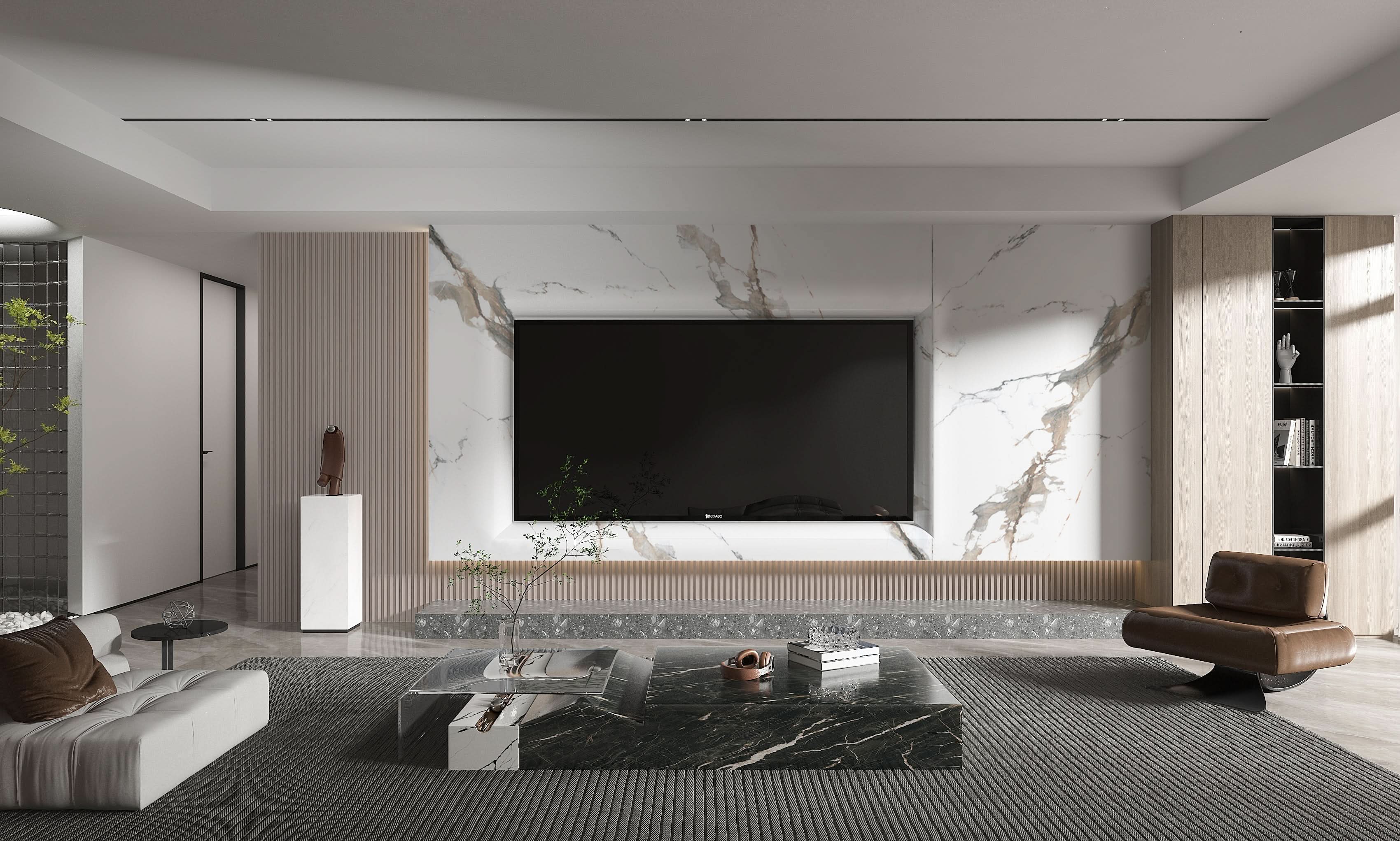 Gray Brown Veined Marble PVC Wall Panel - Waterproof (4x8 ft, 32 sq. ft)