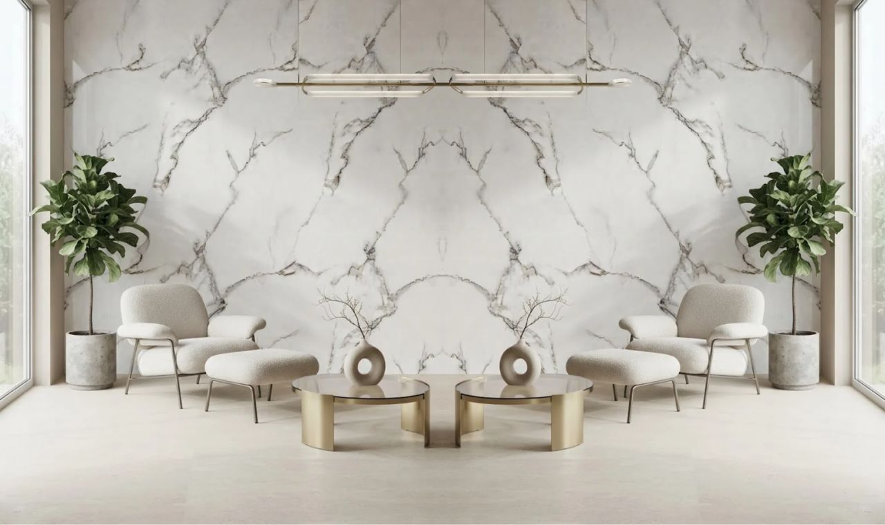 3D Glacier Vein Luxury Marble UV Protected PVC Wall Panel in California