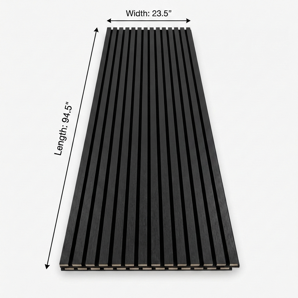 Black Acoustic Slat Wall Panel 94.5 x 23.5 Inches – Covers 15.5 Sq Ft