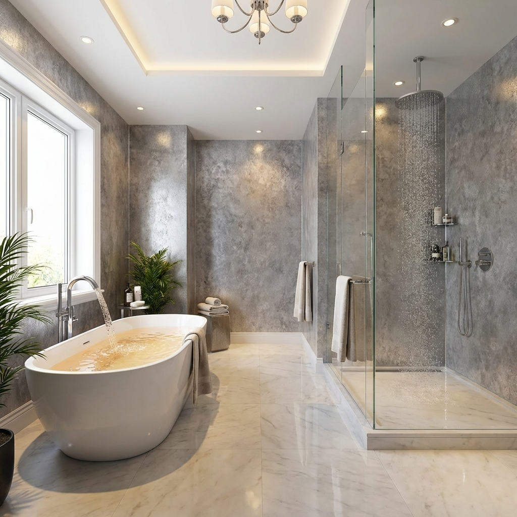 Durable waterproof PVC stone panels for shower walls