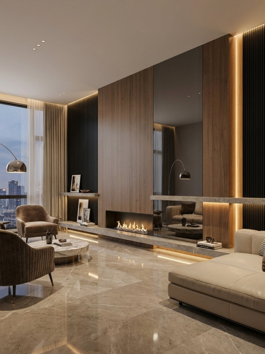 Black Mirror Wood Veneer Panel – 9x4 ft, 8 mm, Fireproof, Waterproof & Scratch-Resistant