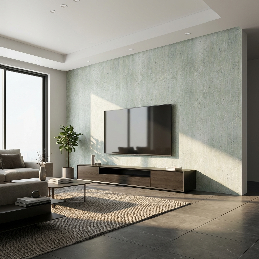 Rough texture Travertine PVC panels for luxury media wall design