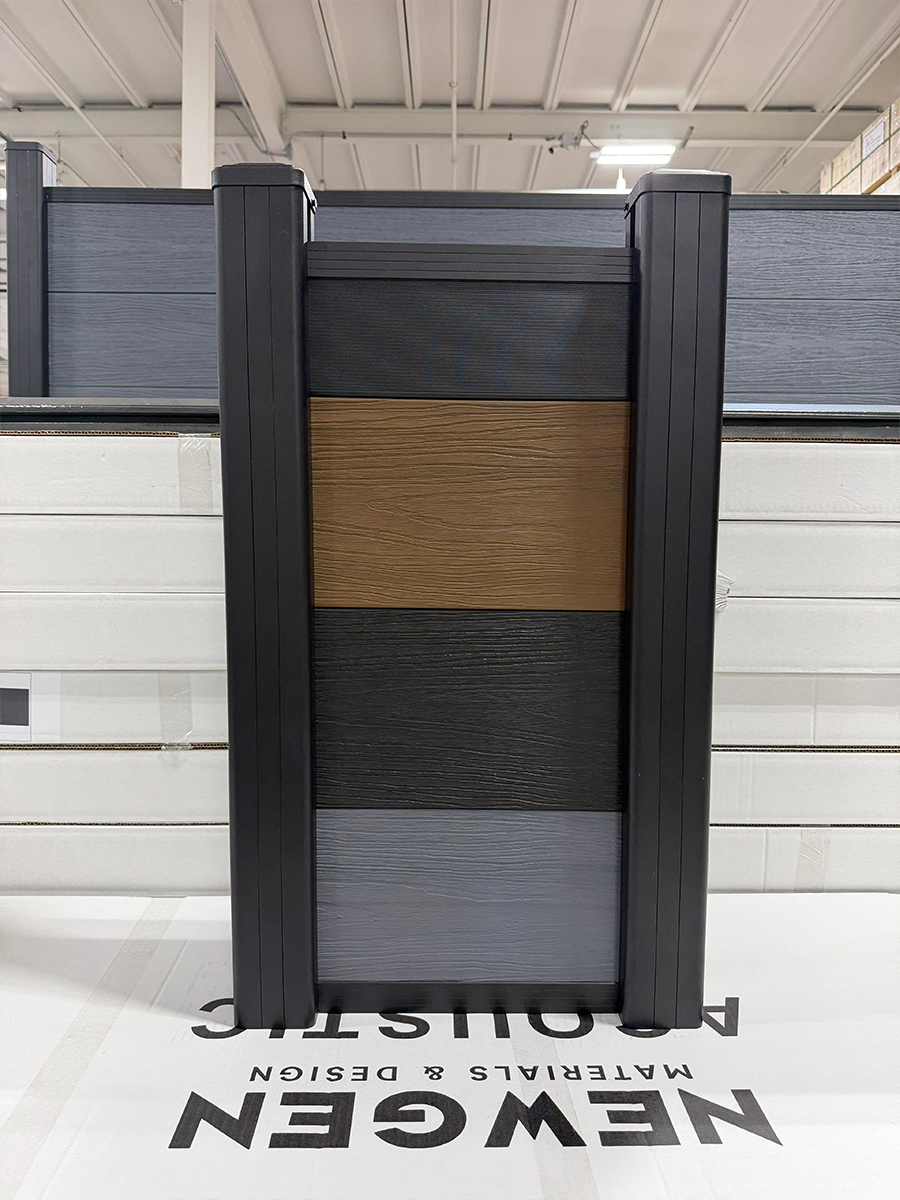 Three color composite fence panel with aluminum insert durable outdoor privacy fence