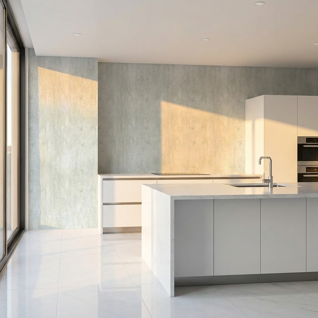 Natural Travertine Stone PVC Wall Panels in modern kitchen backsplash