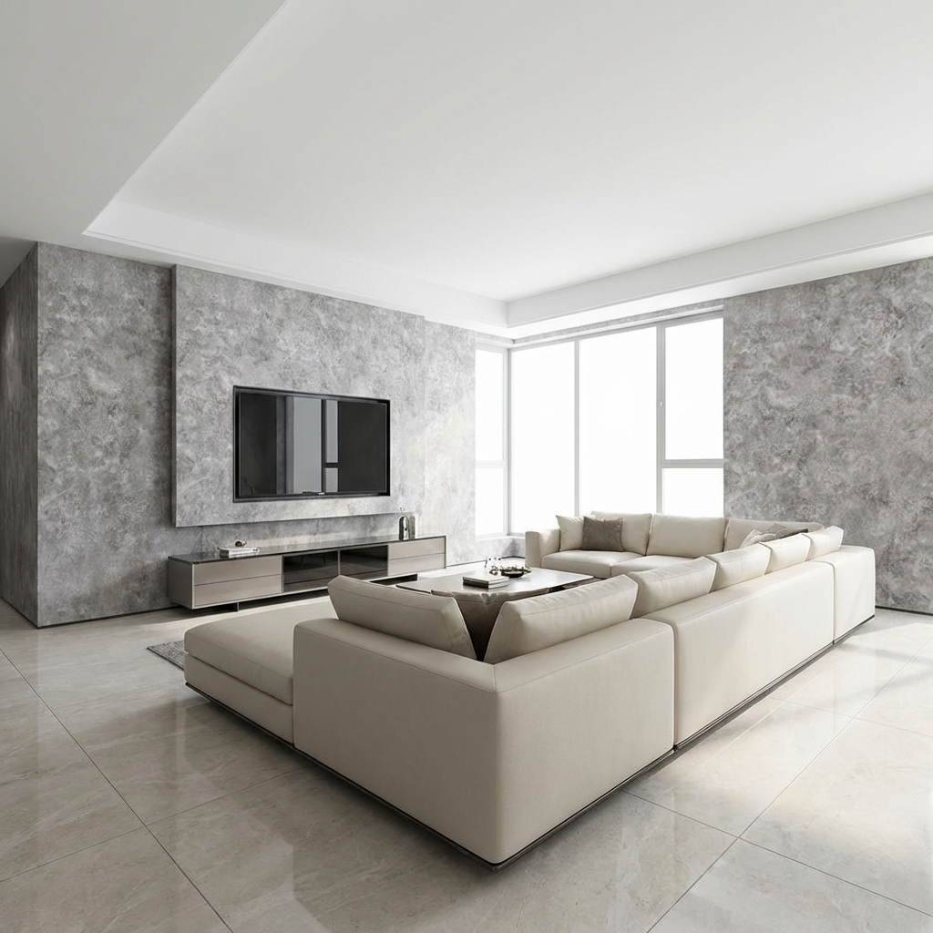 Rough texture grey stone PVC sheets for media wall
