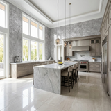 Grey stone look PVC wall panels in modern kitchen