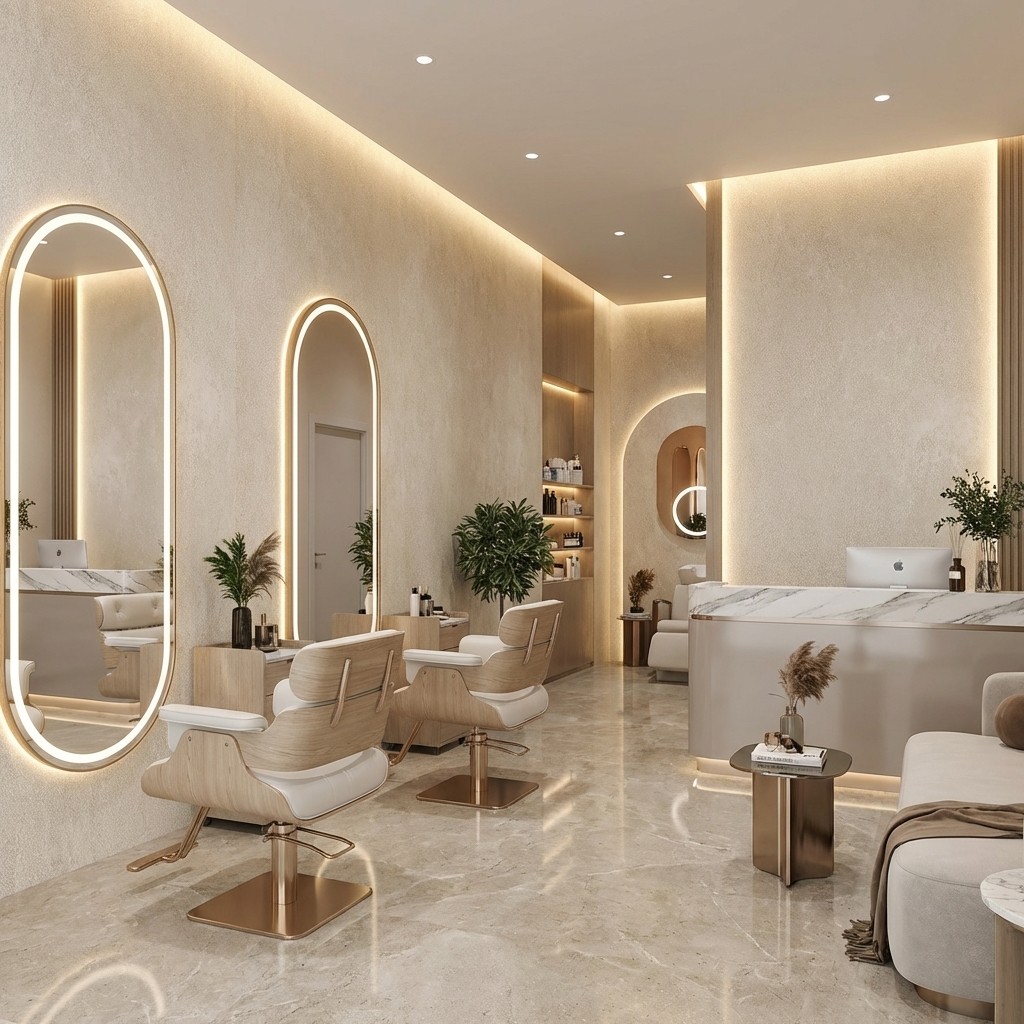 Stylish salon wall design using waterproof PVC marble sheets