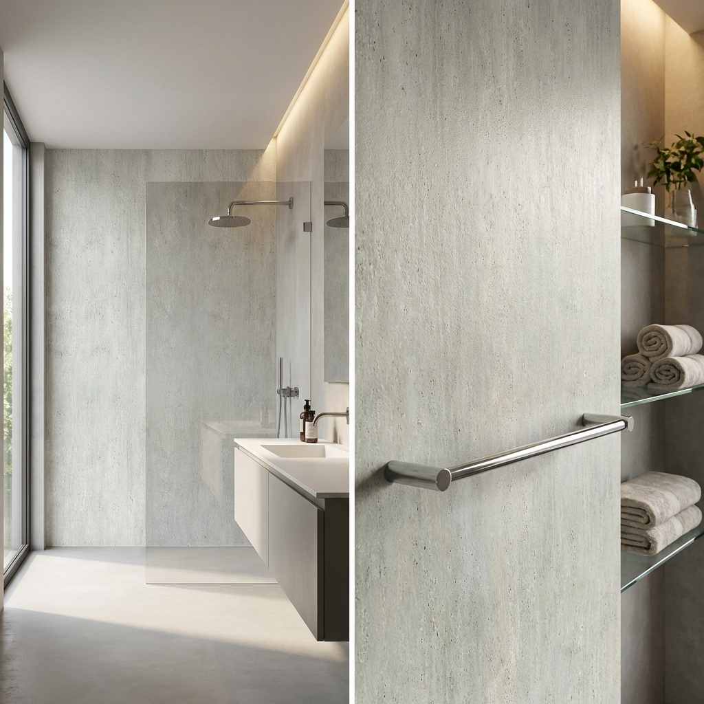 Water resistant Travertine stone look PVC sheet detail