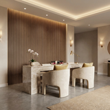 Wenge Acoustic Slat Wall Panels Installed in Modern Luxury Reception Area Interior