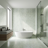 Natural Travertine Stone PVC Wall Panels installed in modern bathroom shower