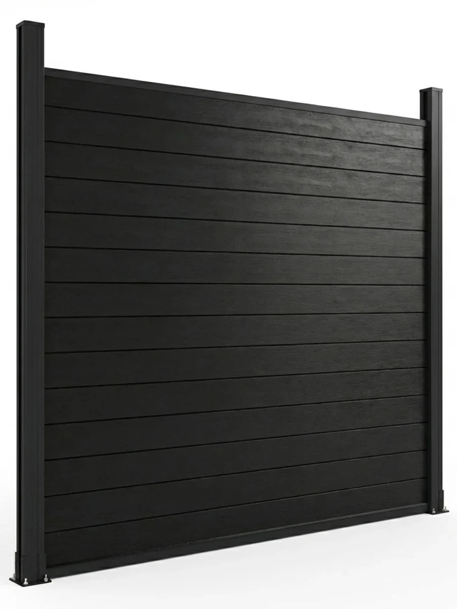 Black Aluminum Full Privacy Fence - 6ft x 6ft