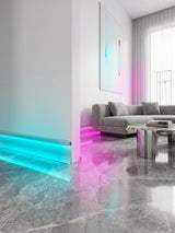 White Powder-Coated Aluminum LED Baseboard Trim