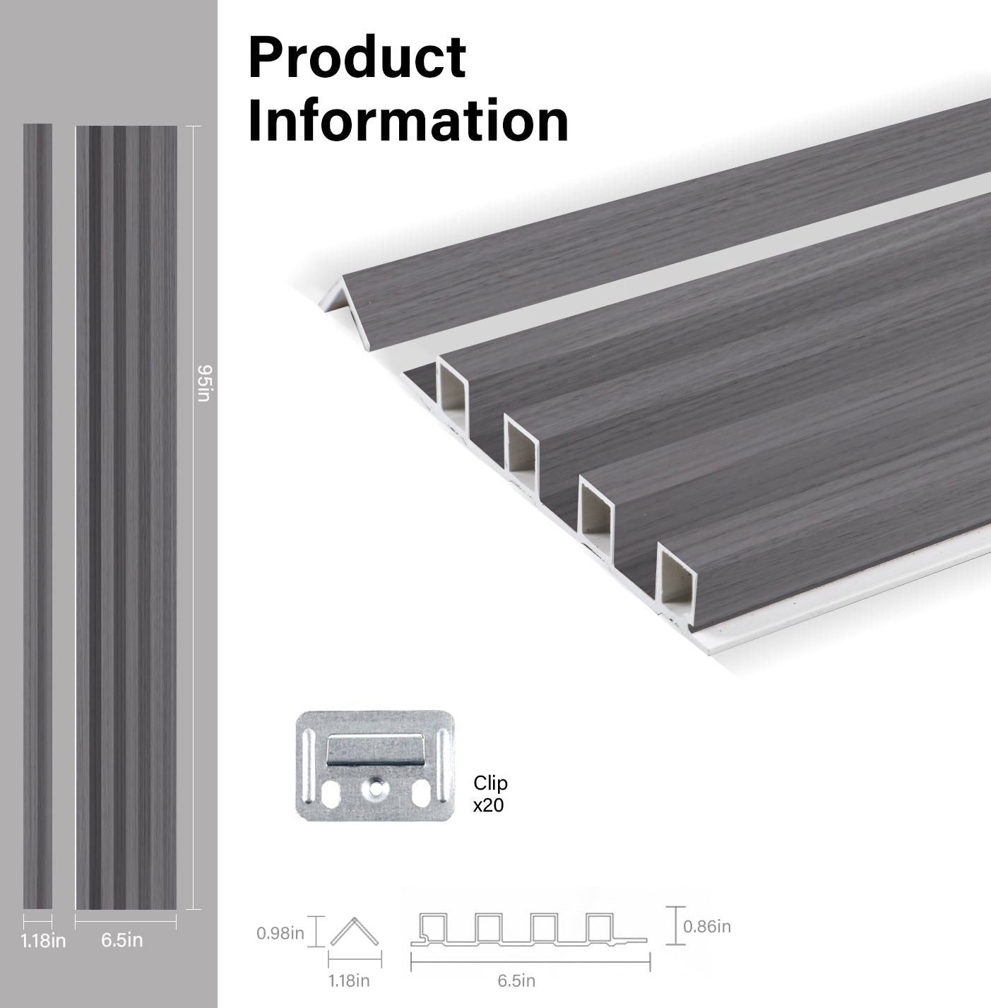Oak Gray WPC Fluted 3D Wall Panels Specifications. Wall Panel Market