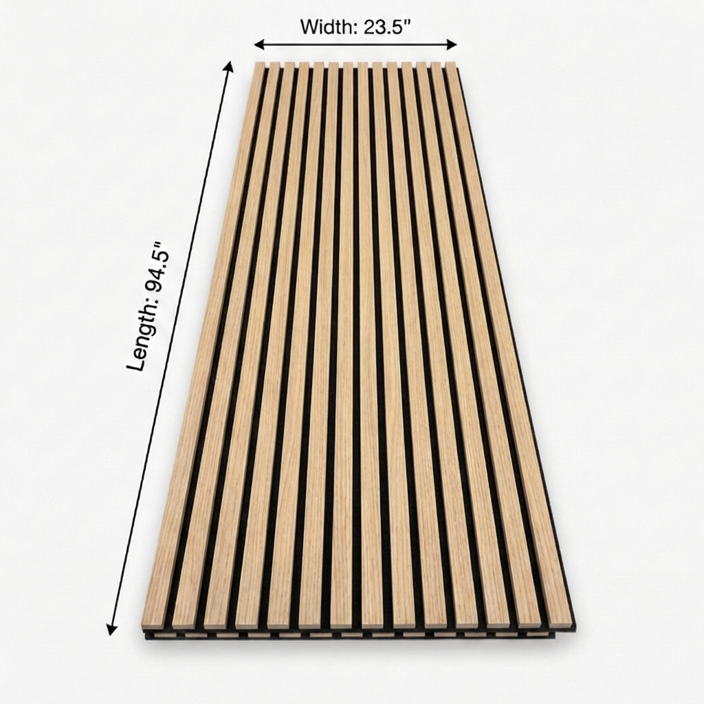 Royal oak acoustic slat wall panel 94.5 inches length and 23.5 inches width with black felt backing