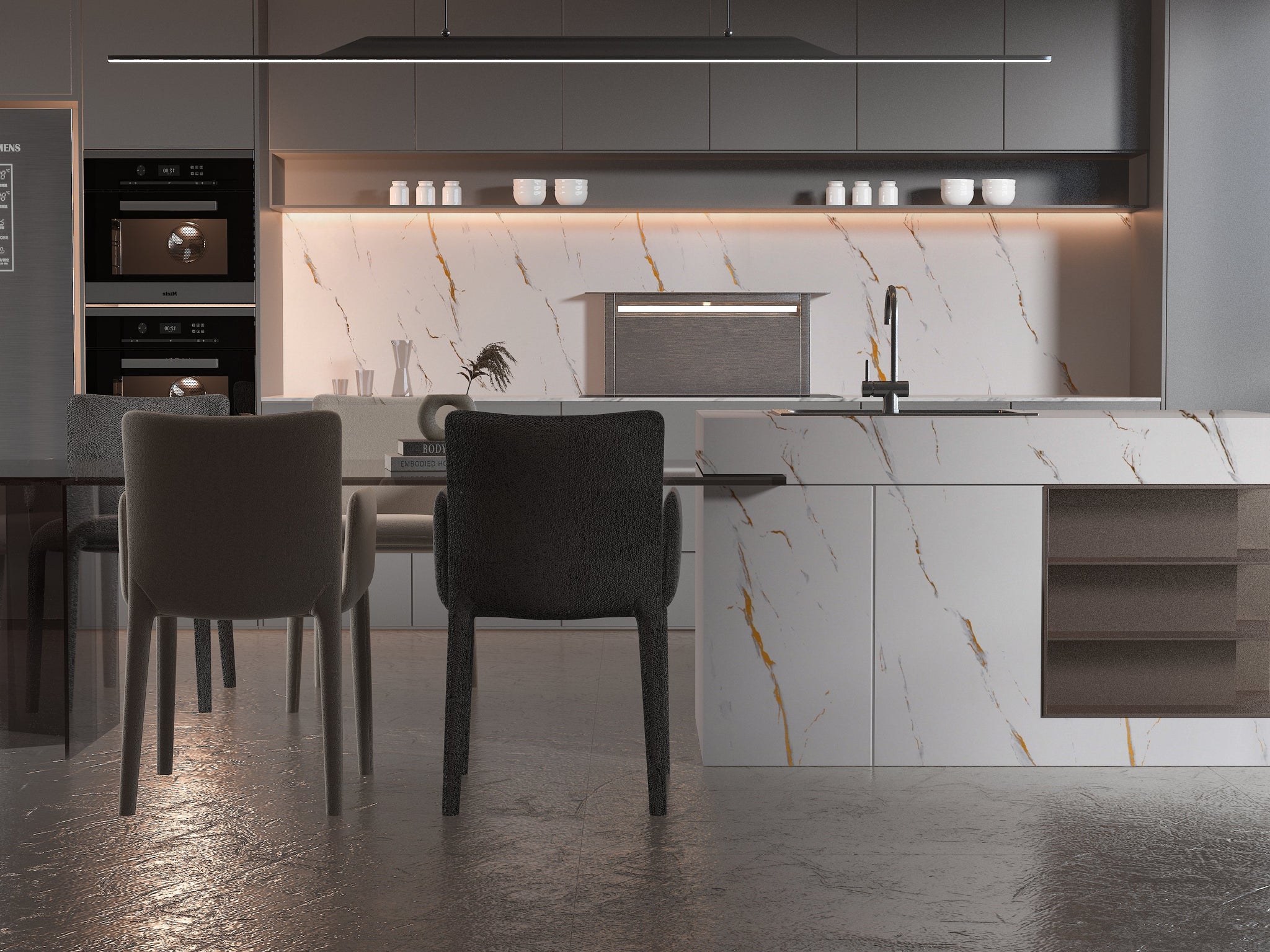 PVC 3D Marble Sheet Caramel Vein. Wall Panel Market. Kitchen Design From PVC Marble Sheets