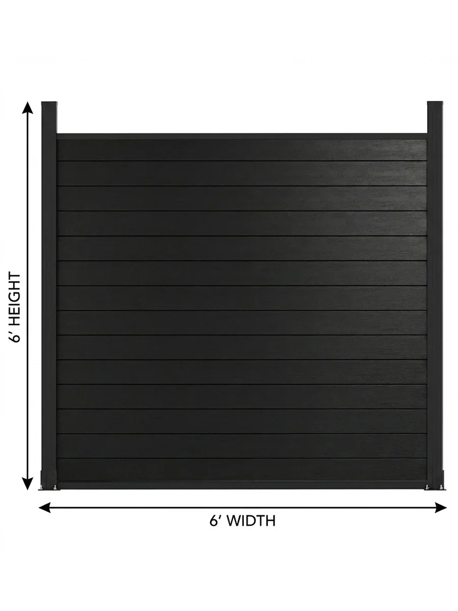 Black Aluminum Full Privacy Fence - 6ft x 6ft