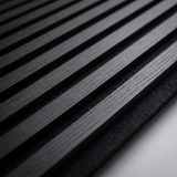 Black Acoustic Slat Wall Panel Close-Up with Black Felt Backing
