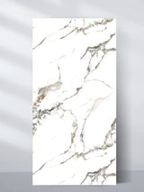 4x8 ft 3D Beige Ibiza PVC marble sheet with gray, black, and warm beige veining