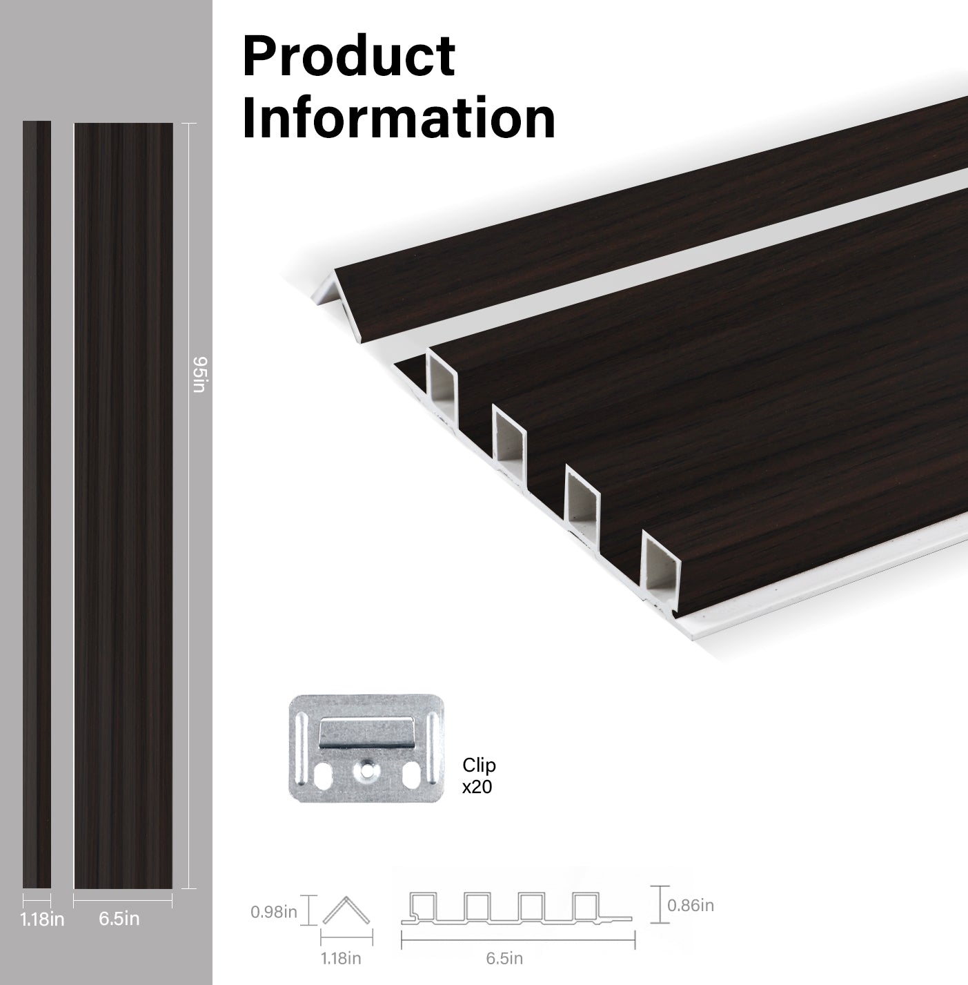 Walnut Ink WPC Fluted 3D Wall Panels Specifications. Wall Panel Market