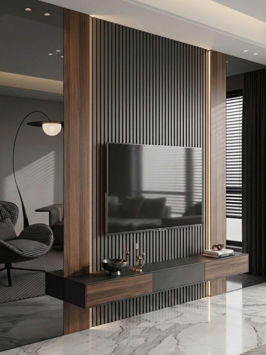 Gray Mirror Wood Veneer Panel – 9x4 ft, 8 mm, Fireproof, Waterproof & Scratch-Resistant