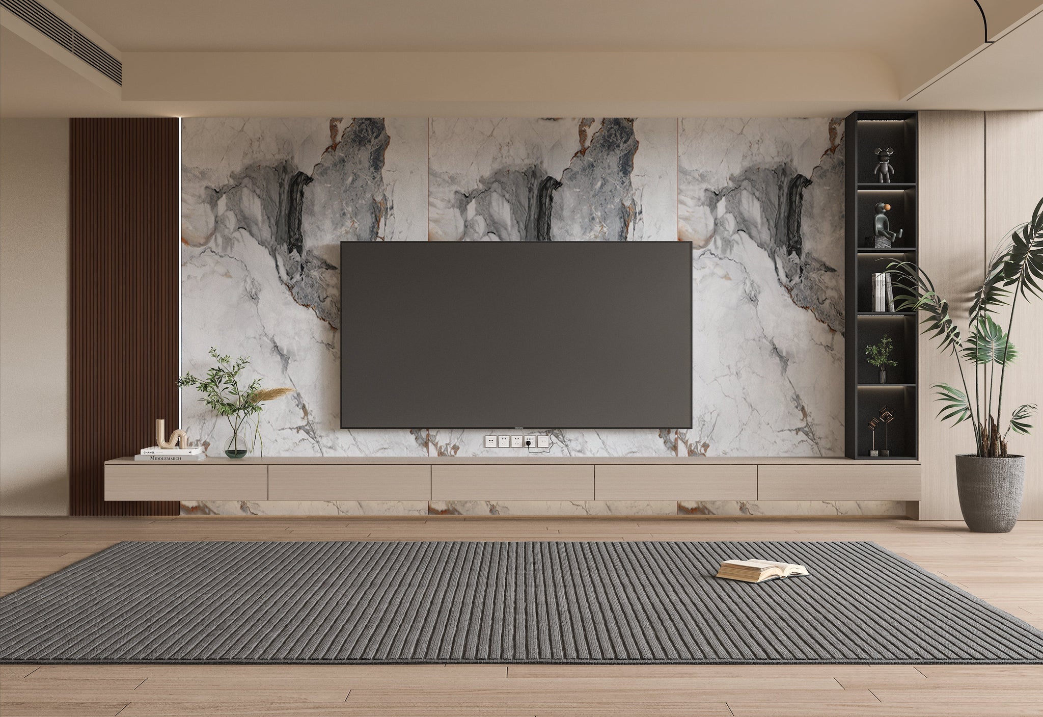 PVC 3D Marble Sheet Blue-Brown Veined. Wall Panel Market. Tv Wall Design