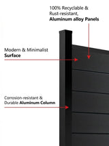Black Aluminum Full Privacy Fence - 6ft x 6ft