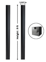 Black 4-inch, 9-foot in-ground gate post with 3.937-inch width and profile detail