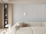 White Brushed WPC Fluted 3D Wall Panels. Wall Panel Market. Living Room Design With WPC Fluted Wall Panels