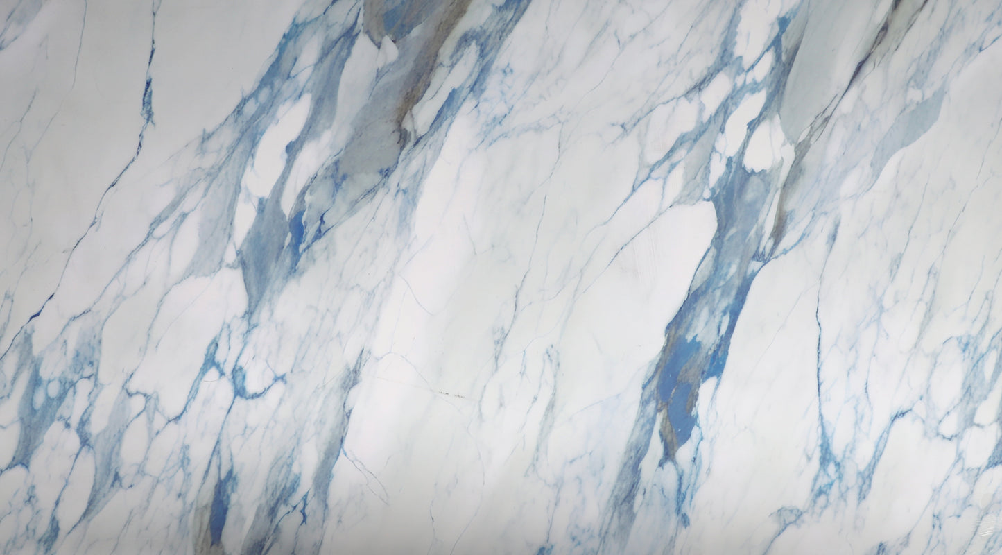 3D Calacatta Azur Marble UV Protected PVC Wall Panel - 4x8 ft, Fireproof & Waterproof, (32 sq. ft)