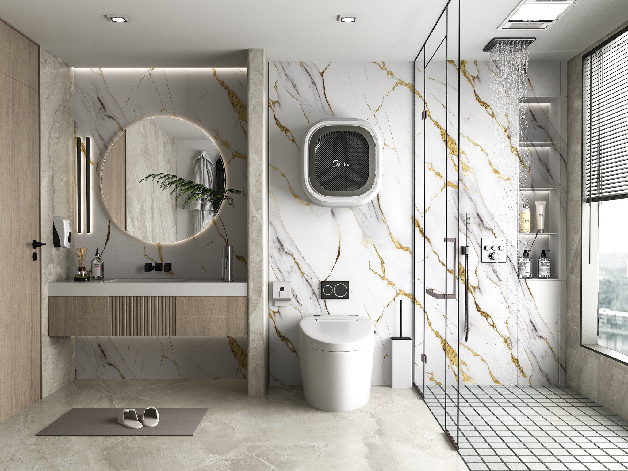 PVC 3D Marble Sheet Luxe Gold Vein. Wall Panel Market. Bathroom Design From PVC Marble Sheets