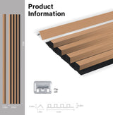 Oak gray WPC fluted 3D wall panel with product dimensions, hollow core profile, and mounting clips show