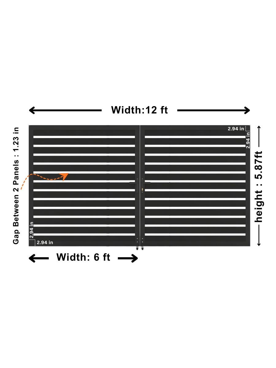 Aluminum Premium Fence Gate 12x6 – Modern, Heavy Duty, Semi Privacy