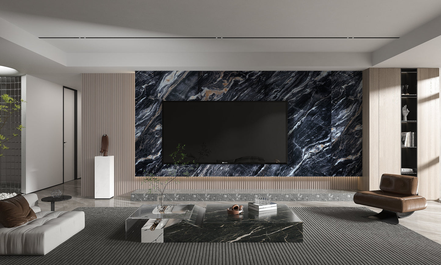 3D Doral Night Marble UV Protected PVC Wall Panel - 4x8 ft, Fireproof & Waterproof, (32 sq. ft)