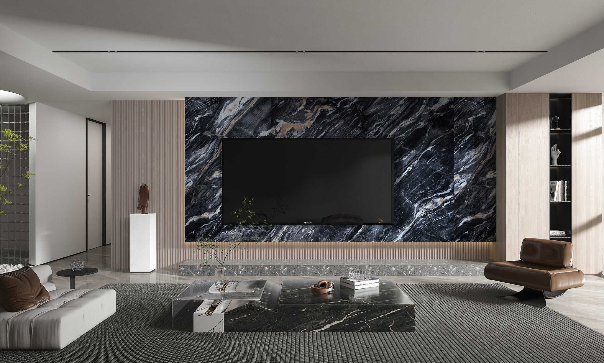 3D Doral Night Marble UV Protected PVC Wall Panel - 4x8 ft, Fireproof & Waterproof, (32 sq. ft)