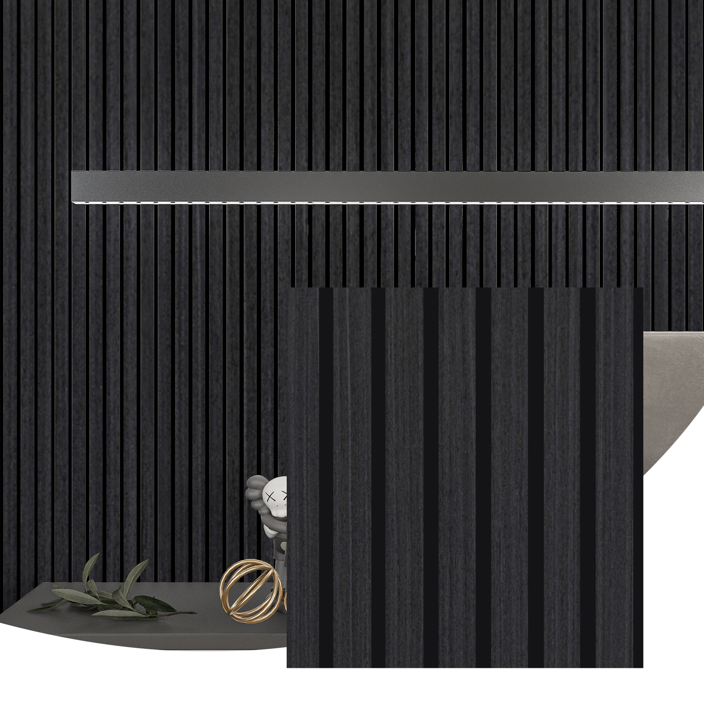 Oak & Black 94” x 24” Acoustic Wood Wall Panel - Soundproofing for Walls & Ceilings
