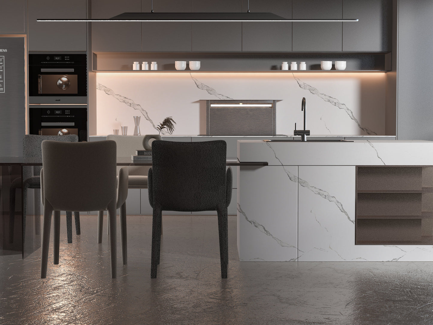 Calacatta Manhattan PVC Marble Sheets Wall Panel - Waterproof 4x8 ft (32 sq. ft)