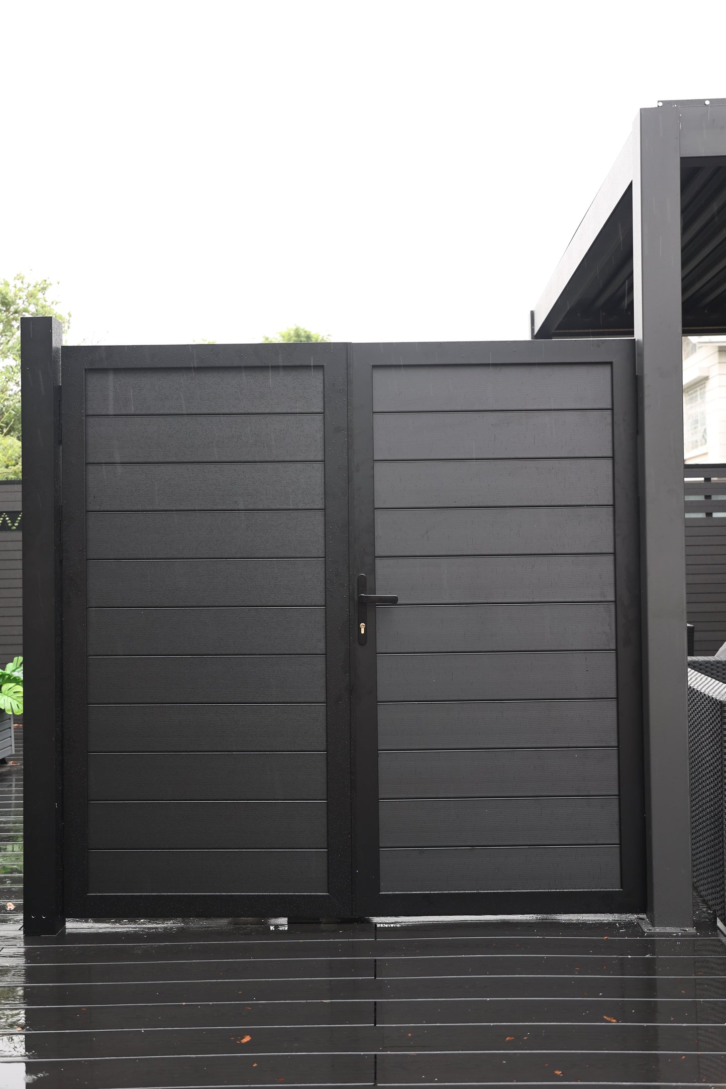 6ft x 10ft Double Aluminum Privacy Fence Gate – Modern, Durable, NO Maintenance