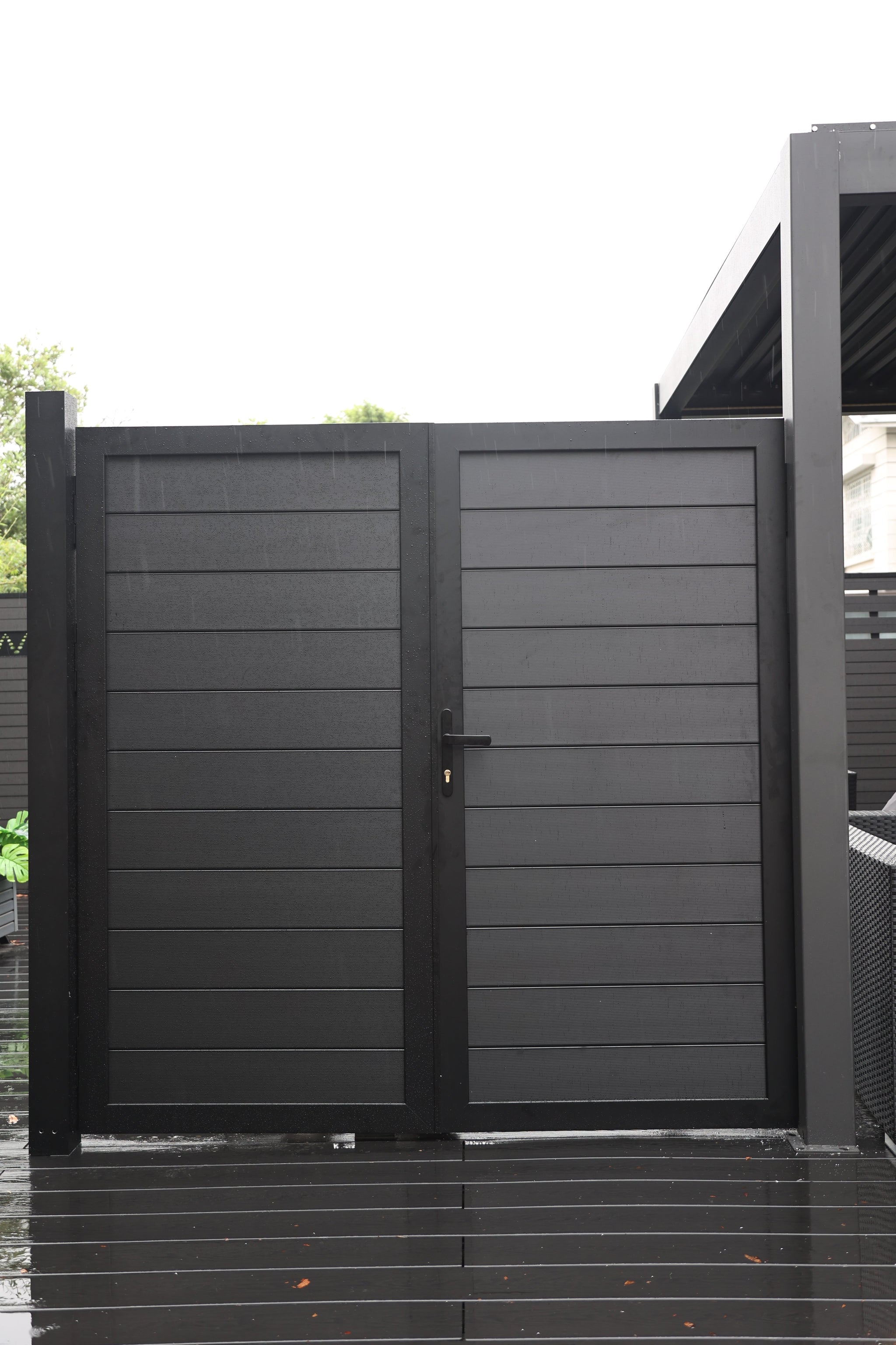 6ft x 10ft Double Aluminum Privacy Fence Gate – Modern, Durable, NO Maintenance