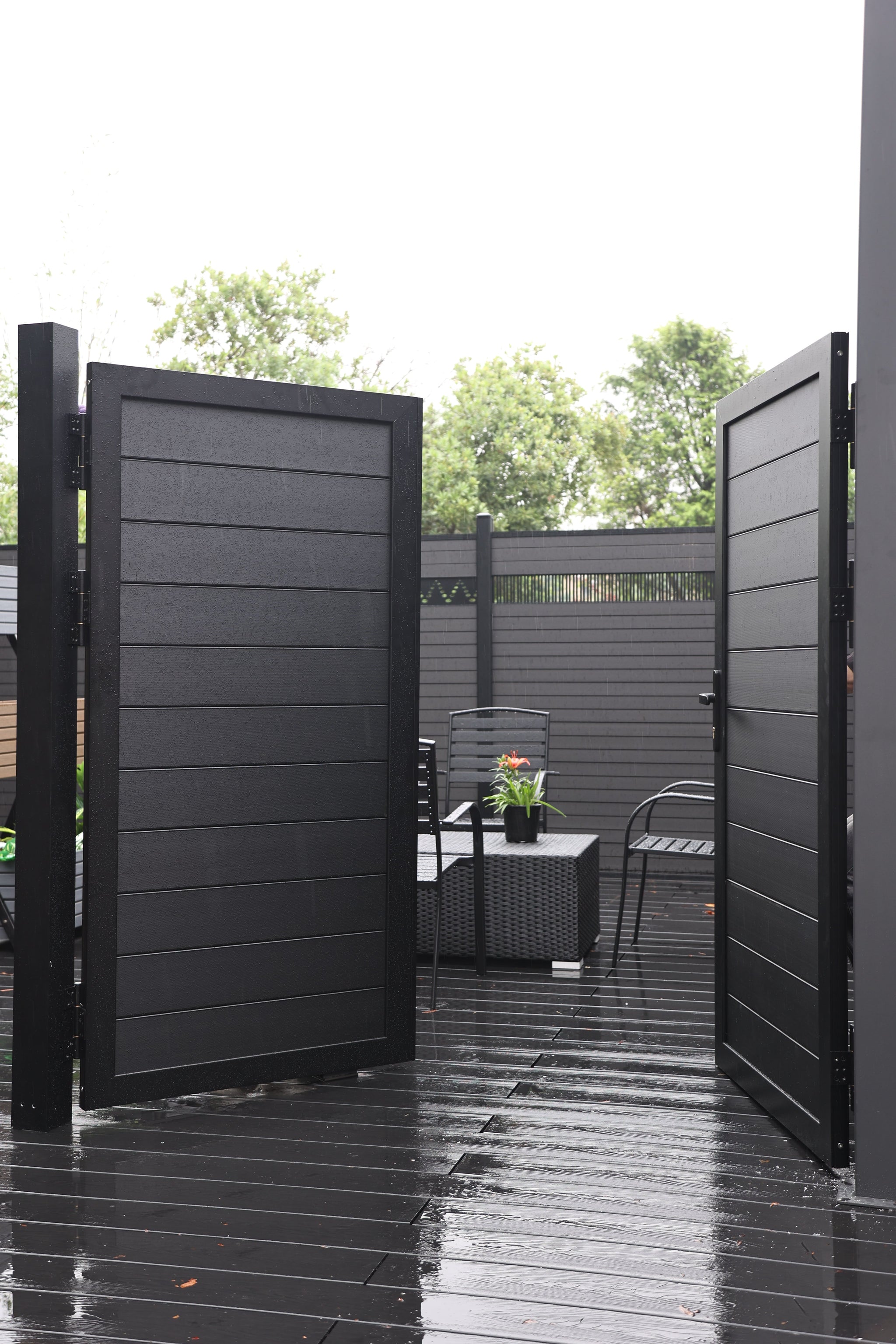 6ft x 10ft Double Aluminum Privacy Fence Gate – Modern, Durable, NO Maintenance