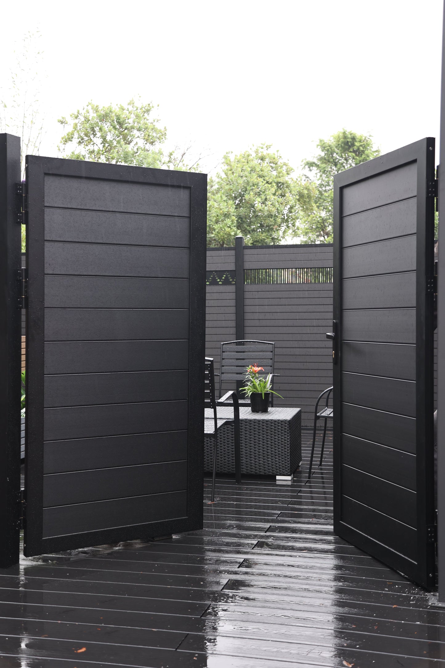 6ft x 10ft Double Aluminum Privacy Fence Gate – Modern, Durable, NO Maintenance