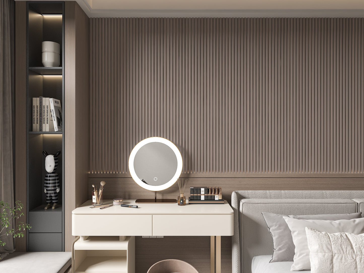 Cedar Oak WPC Fluted 3D Wall Panels. Wall Panel Market. Living Room Design With WPC Fluted Wall Panels