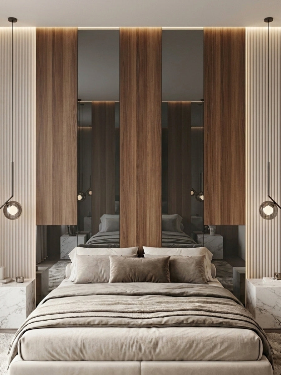 Gray Mirror Wood Veneer Panel – 9x4 ft, 8 mm, Fireproof, Waterproof & Scratch-Resistant