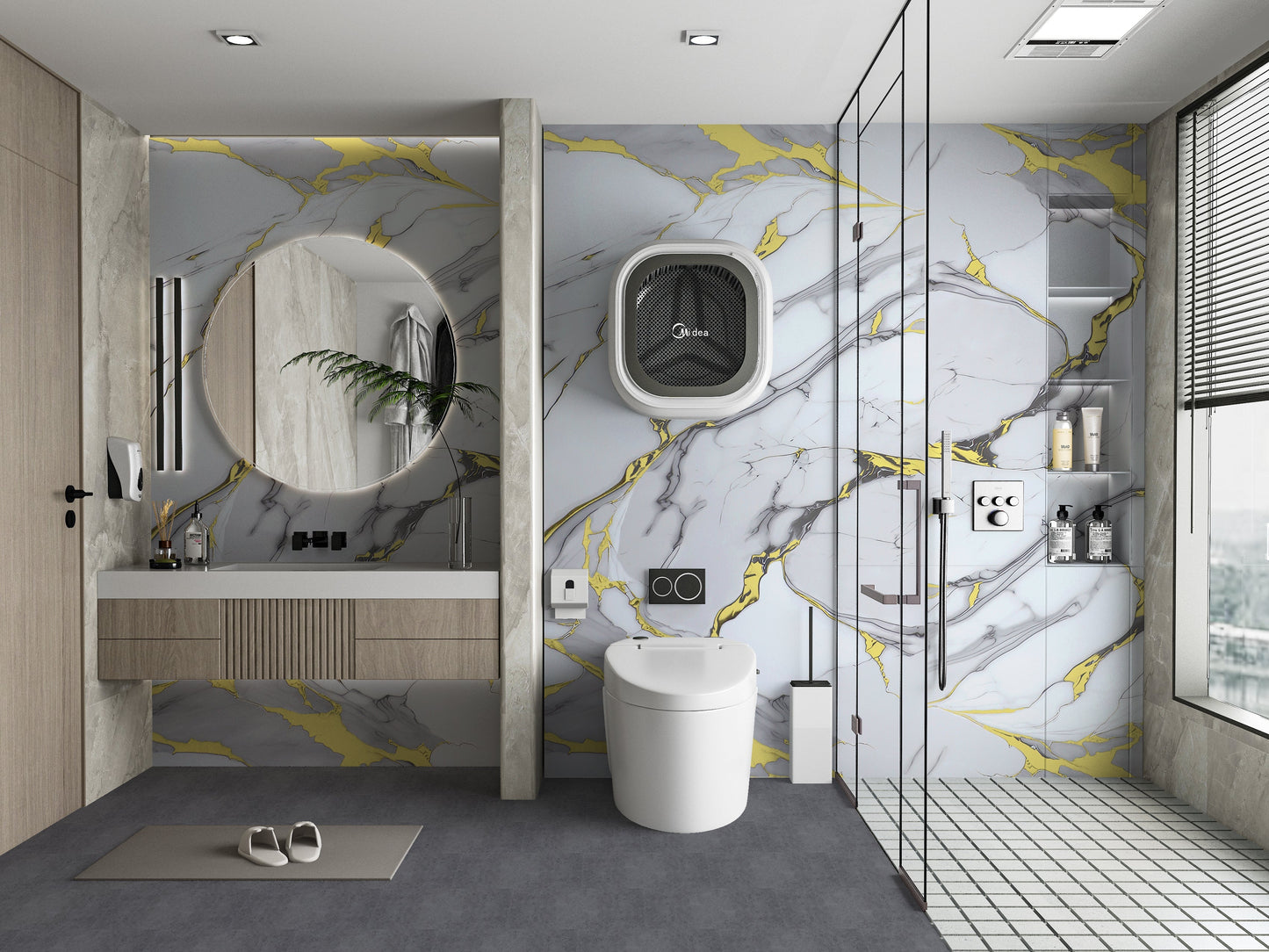 White Gold Luxe Marble PVC Wall Panel - Waterproof (4x8 ft, 32 sq. ft)