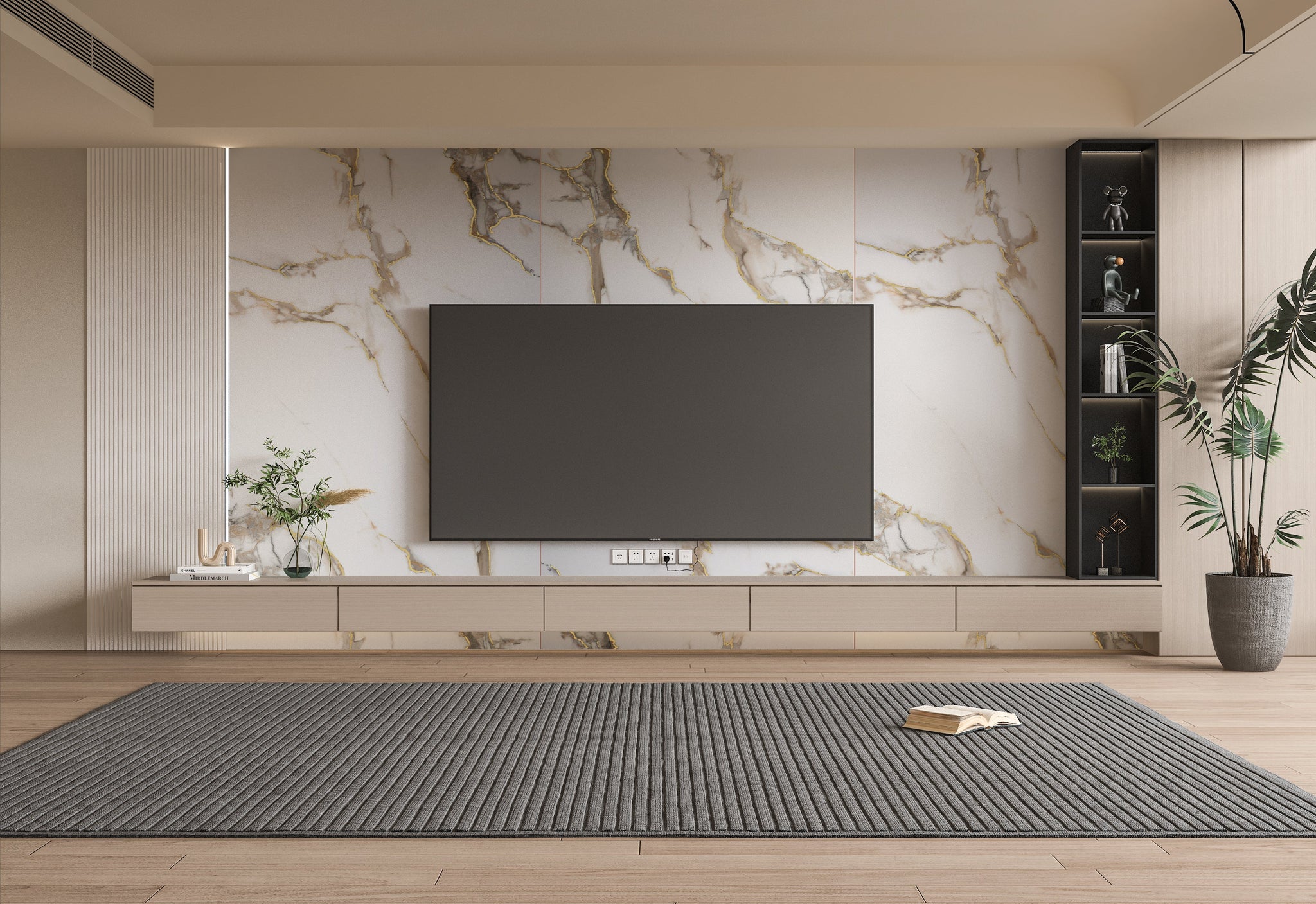 Calacatta Oro Gold Marble PVC Wall Panel - Waterproof (4x8 ft, 32 sq. ft)