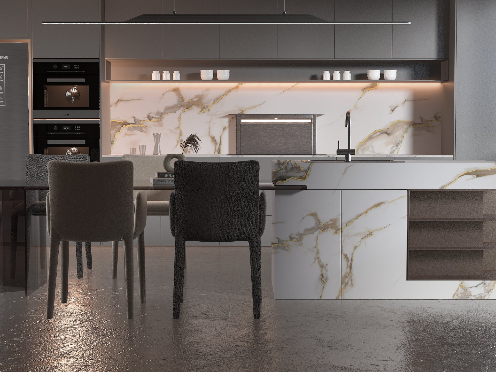 Calacatta Oro Gold Marble PVC Wall Panel - Waterproof (4x8 ft, 32 sq. ft)