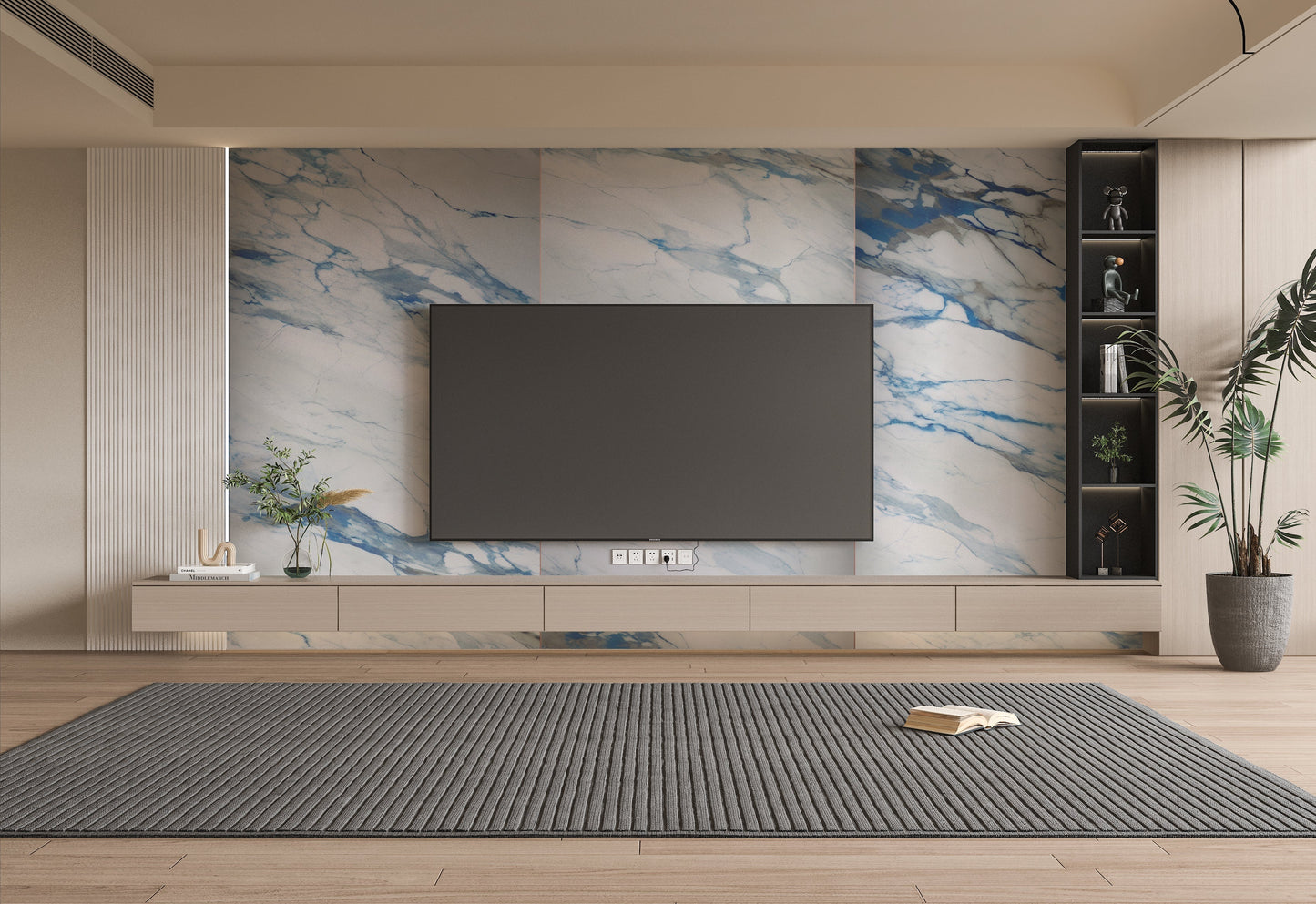 3D Calacatta Azur Marble UV Protected PVC Wall Panel - 4x8 ft, Fireproof & Waterproof, (32 sq. ft)