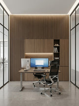 office lobby wall design with royal oak WPC fluted panels