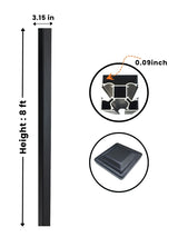 NewGen black 8 ft inground gate post for composite and aluminum gates with 3.15 in width, 0.09 in wall detail, and post cap