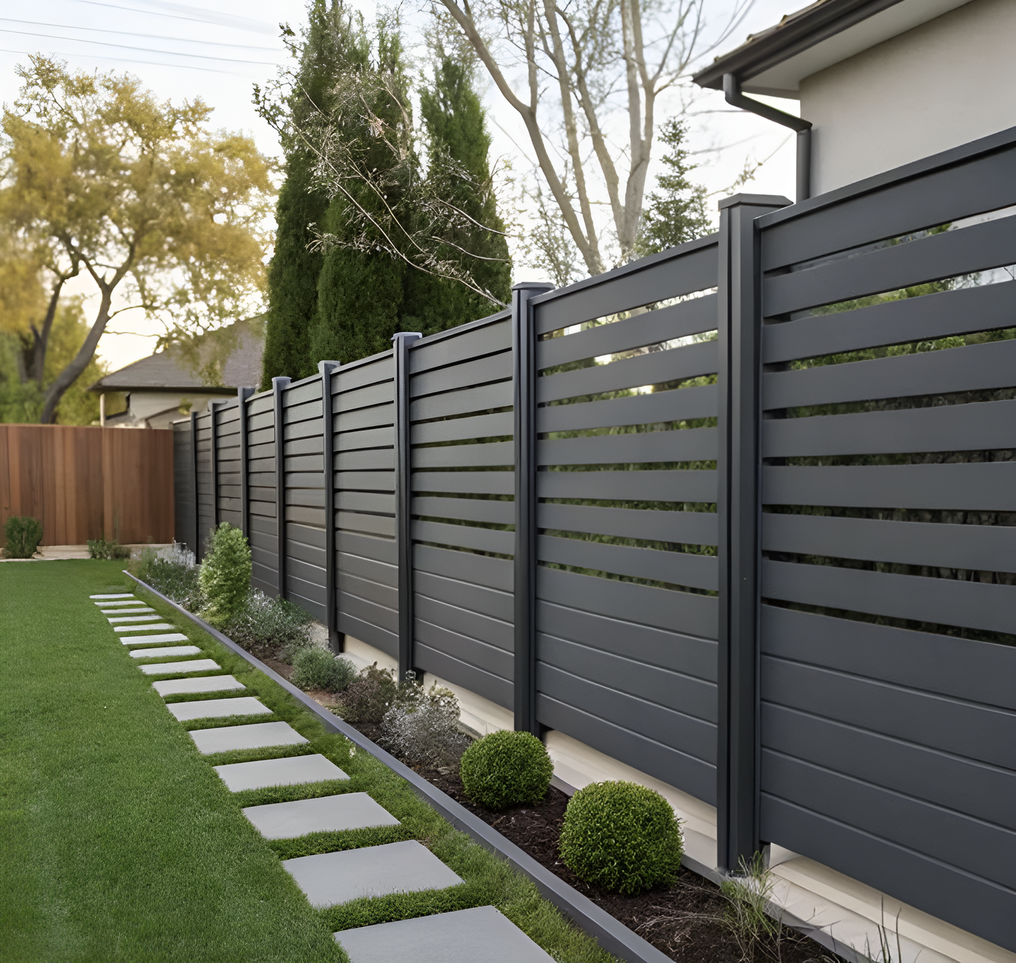 Black Aluminium Modern Fence Kits 