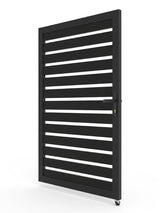 black aluminum single gate 4x6 ft horizontal slat semi privacy design
